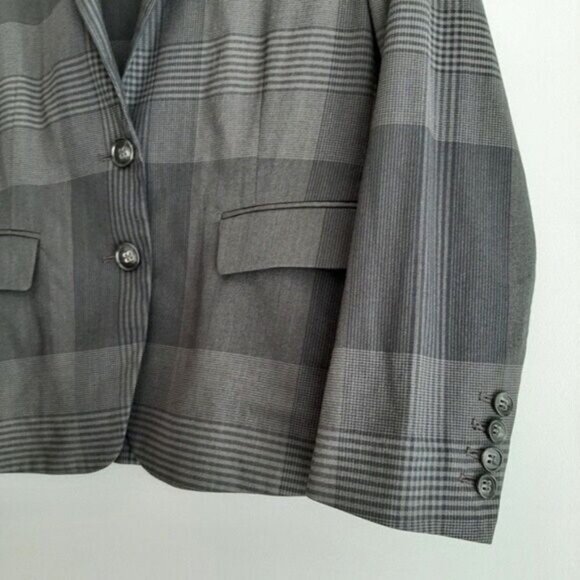 THEORY Zerena Wool & Cotton Blend Plaid Blazer Jacket Sz 8 - Picture 7 of 10